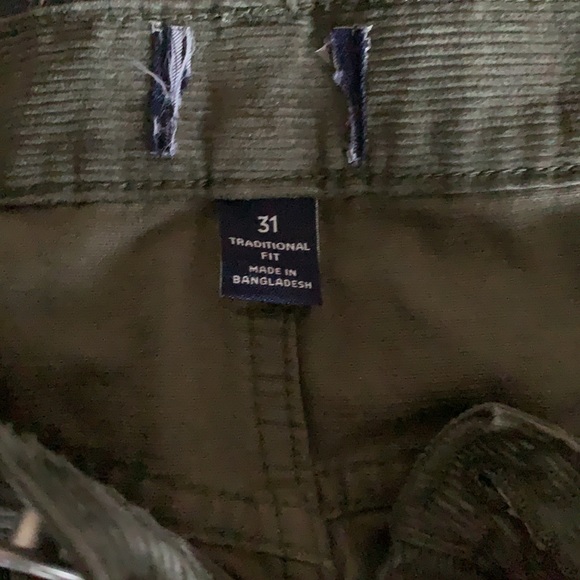 Men’s Traditional Fit Thrifted Olive Green Corduroy Pants - Picture 3 of 4